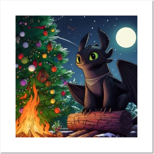 Christmas Dragon Wonderland: Festive Art Prints Featuring Whimsical Dragon Designs for a Joyful Holiday Celebration! Posters and Art